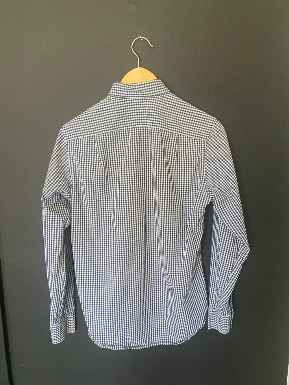 J. Crew Navy and White Gingham Button-Down Shirt